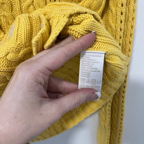 Tommy Hilfiger Yellow Cable Knit Cropped Sweater Size Small - Picture 4 of 5